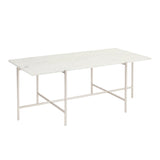 1. "Ida White Marble Top Coffee Table with Silver Frame - Elegant and Modern Design"