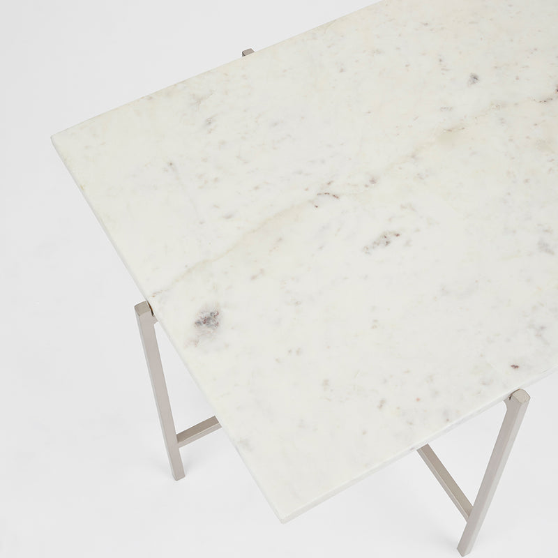 2. "Silver Framed Ida White Marble Coffee Table - Stylish and Functional Furniture"
