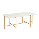 1. "Ida White Marble Top Coffee Table: Gold Frame - Elegant and Luxurious Living Room Furniture"