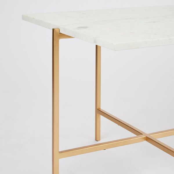 2. "Ida White Marble Top Coffee Table: Gold Frame - Stylish and Versatile Centerpiece for Any Décor"
