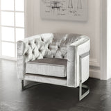 2. "Medium-sized Pinnacle Grey Sheen Velvet Chair - Elegant and Stylish Design"