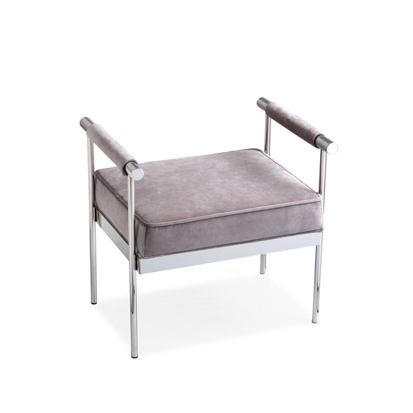 2. "Grey Velvet Helen Ottoman - Comfortable and Versatile Furniture Piece"