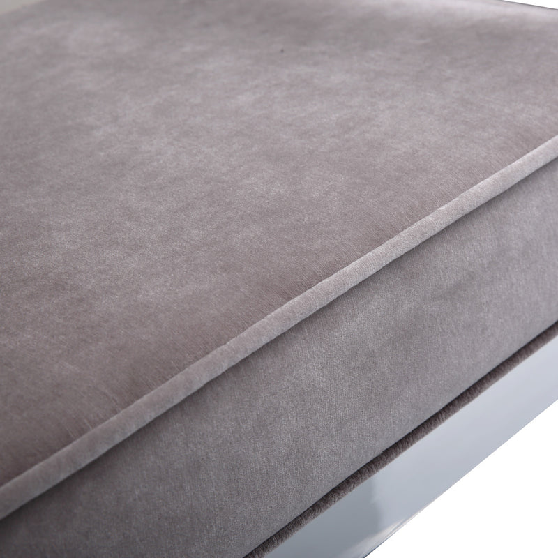 6. "Discover the Beauty of the Grey Velvet Helen Ottoman - Ideal for Extra Seating"