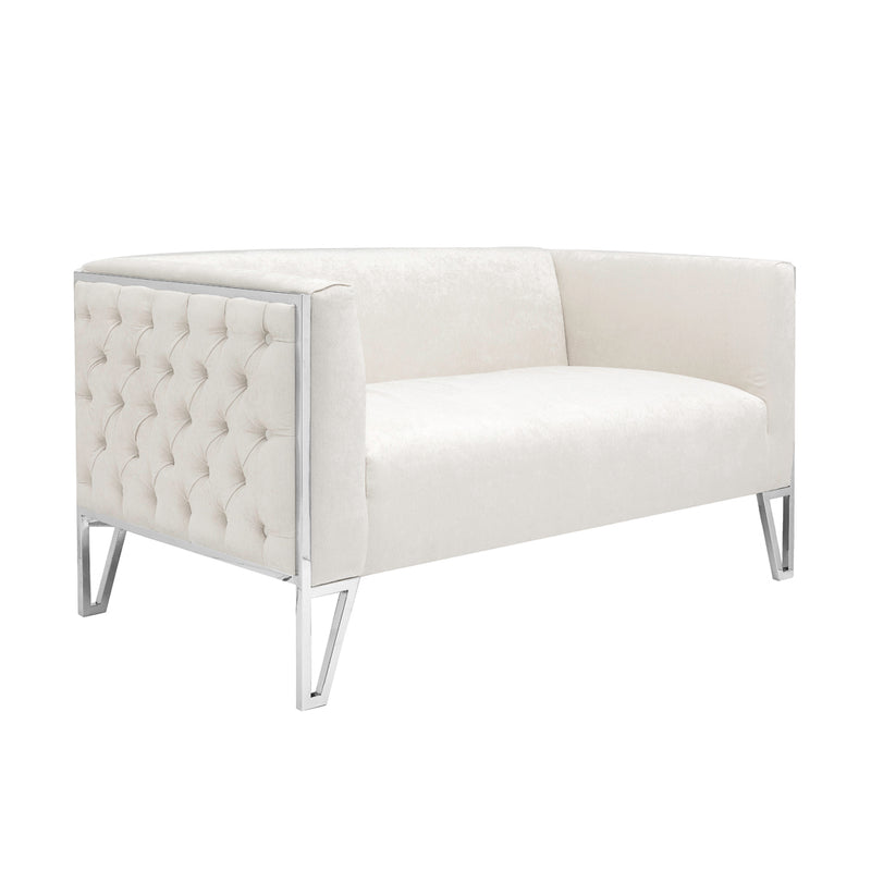 1. "Vermont Ivory Fabric Loveseat - Elegant and comfortable seating option for your living room"