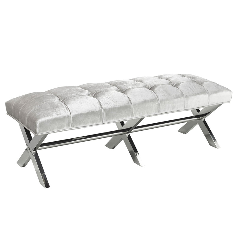 1. "Lauren Grey Velvet Bench - Luxurious seating for your home"
