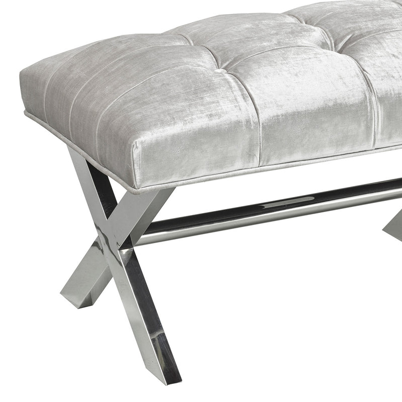 3. "Stylish Lauren Grey Velvet Bench - Enhance your interior decor"