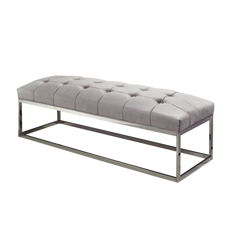 1. "Modern Bench: Grey Velvet - Sleek and Stylish Seating Solution"