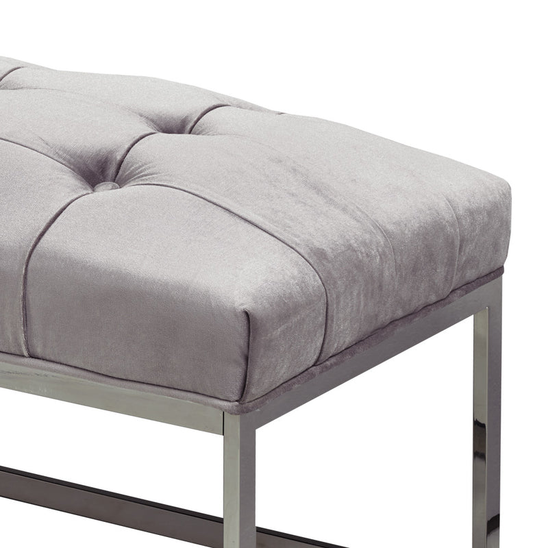 2. "Grey Velvet Modern Bench - Comfortable and Contemporary Furniture"