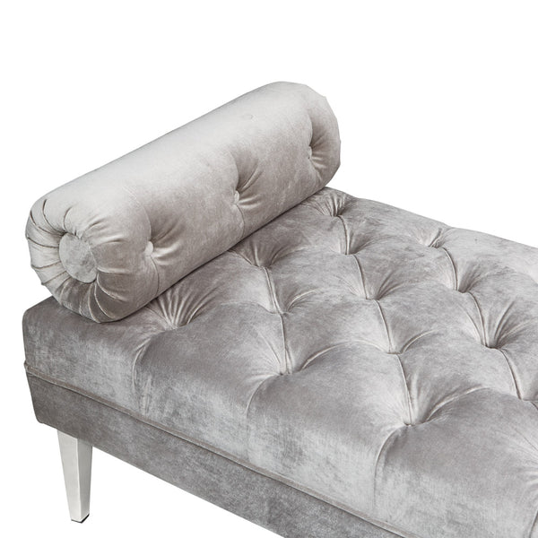 2. "Grey Velvet Prado Bench - Stylish and Versatile Furniture Piece"