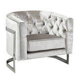 1. "Pinnacle Grey Sheen Velvet Chair - Luxurious and Comfortable Seating Option"
