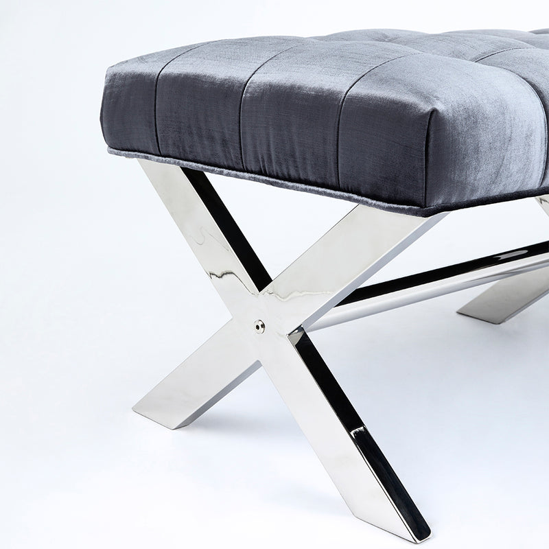 5. "Lauren Charcoal Velvet Fabric Bench - Enhance your decor with this chic seating option"