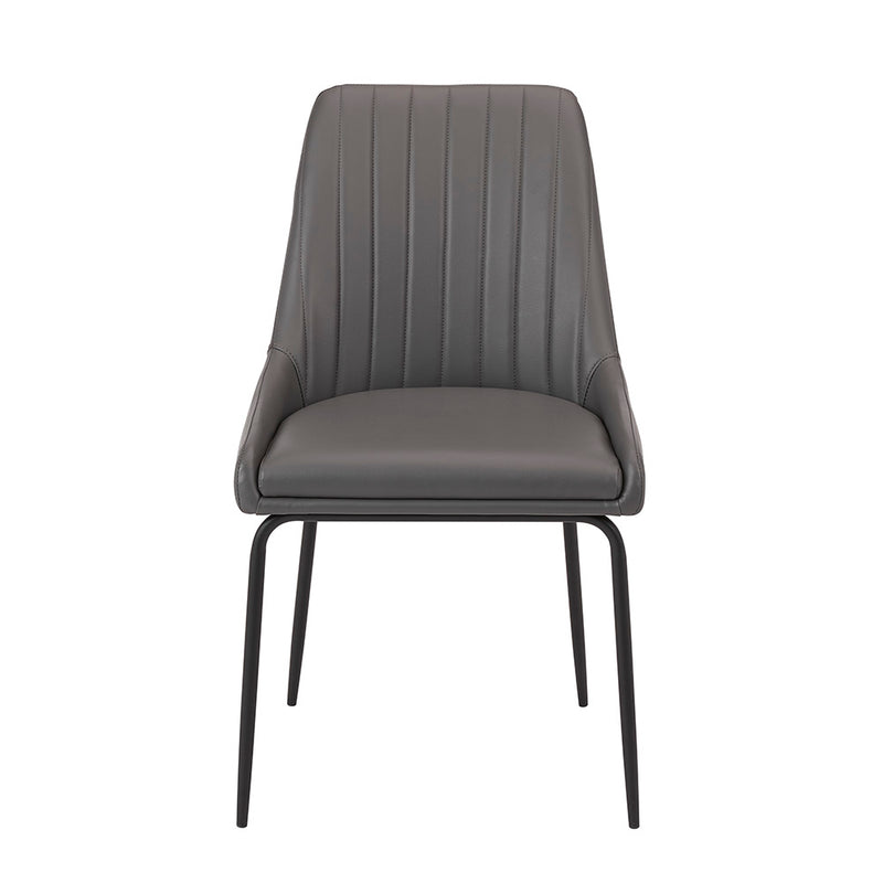 2. Stylish Moira Black Dining Chair: Dark Grey Leatherette - Enhance the aesthetic appeal of your dining space