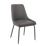 1. Moira Black Dining Chair: Dark Grey Leatherette - Elegant and comfortable seating option for your dining area