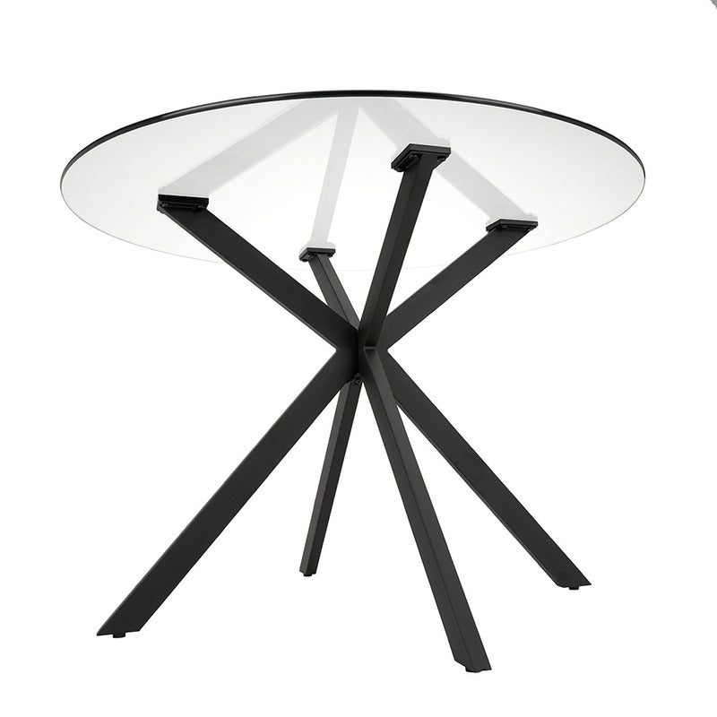 2. "Frances Dining Table Black Frame - Sturdy construction with a durable black metal frame"