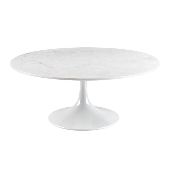 "Kyros Marble Coffee Table: White - Elegant centerpiece for modern living rooms"