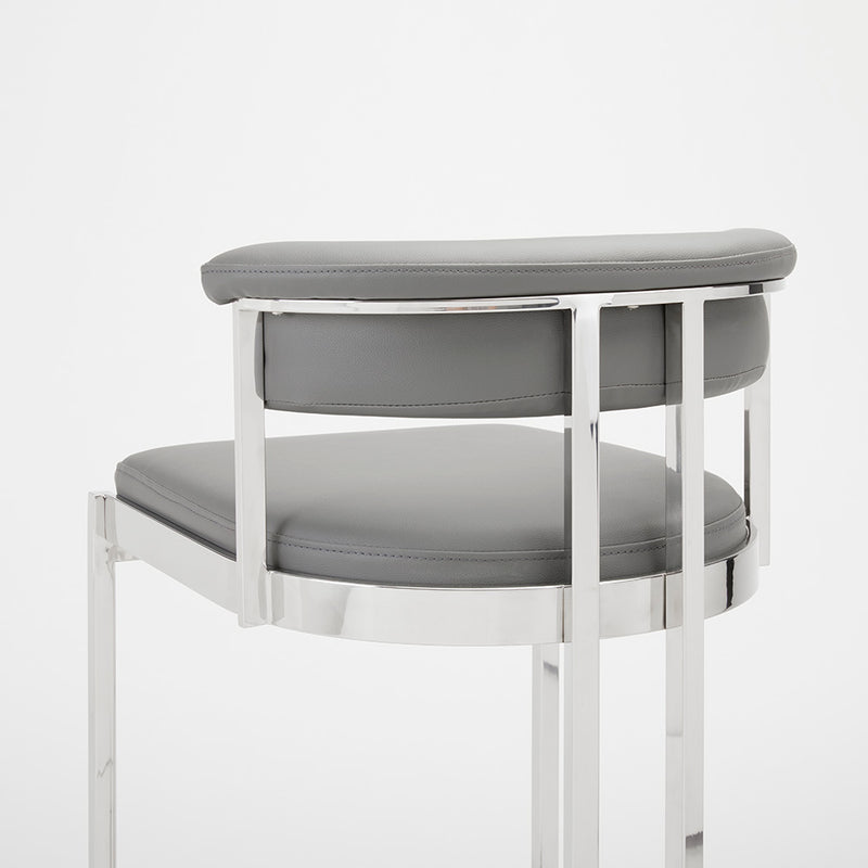 8. "Grey Leatherette Corona Counter Chair - Versatile and trendy seating choice for any interior décor style"