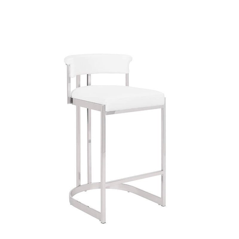 1. "Corona Counter Chair: White Leatherette - Sleek and modern design"