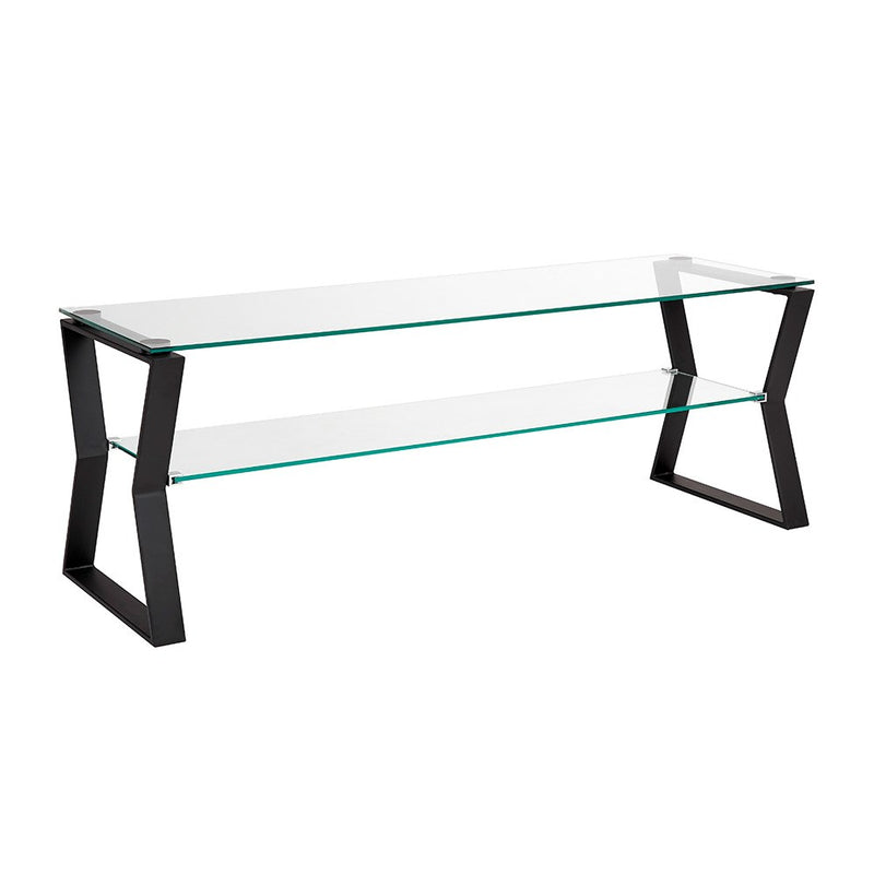 1. "Noa Black Metal TV Table with sleek design and ample storage space"