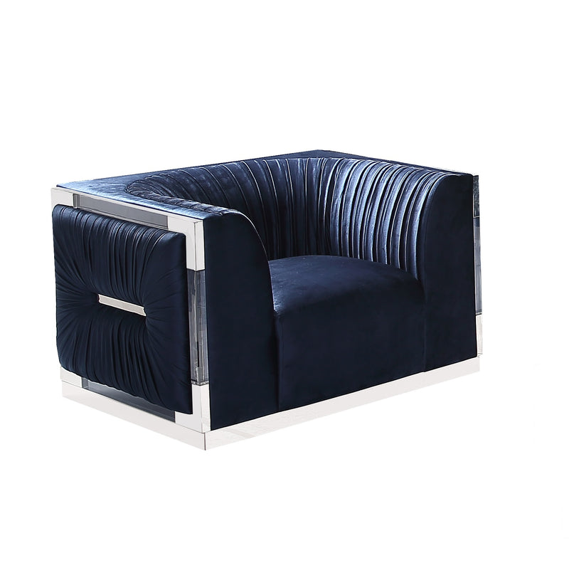 "Paloma Accent Chair: Blue Velvet - Luxurious and Comfortable Seating for Any Space"