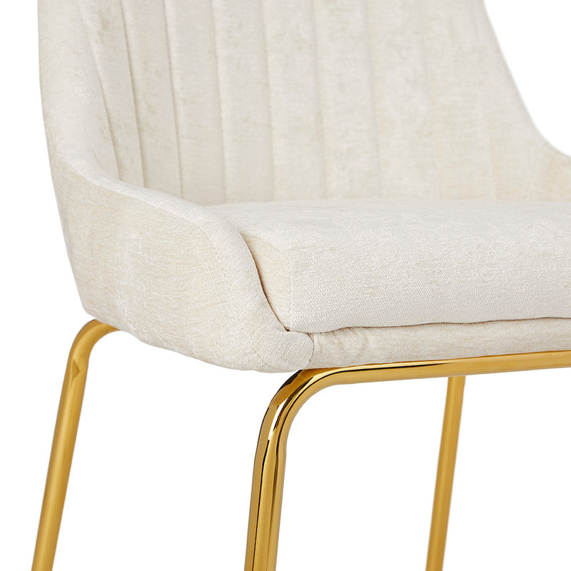2. Stylish Moira Gold Dining Chair: Ivory Linen for Modern Interiors