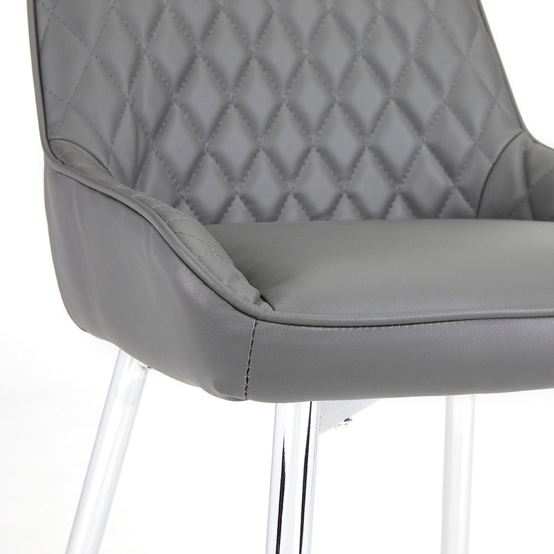 4. "Grey Leatherette Emily Dining Chair - Durable and easy to clean"