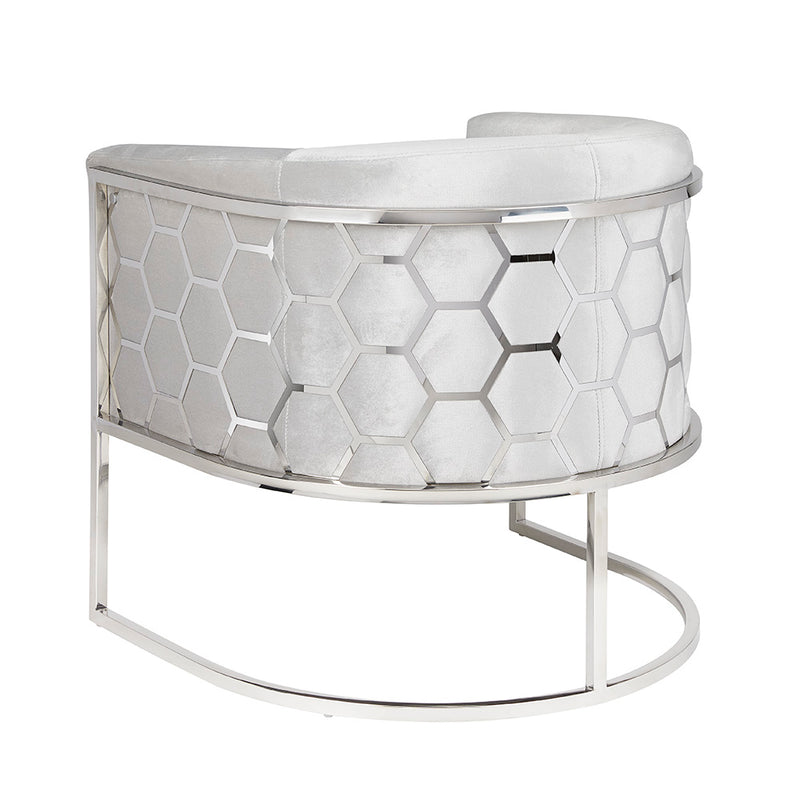6. "Grey Velvet Honeycomb Chair - Contemporary Design for Modern Homes"