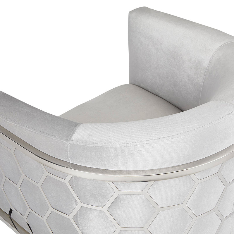8. "Add Elegance to Your Space with the Grey Velvet Honeycomb Chair"