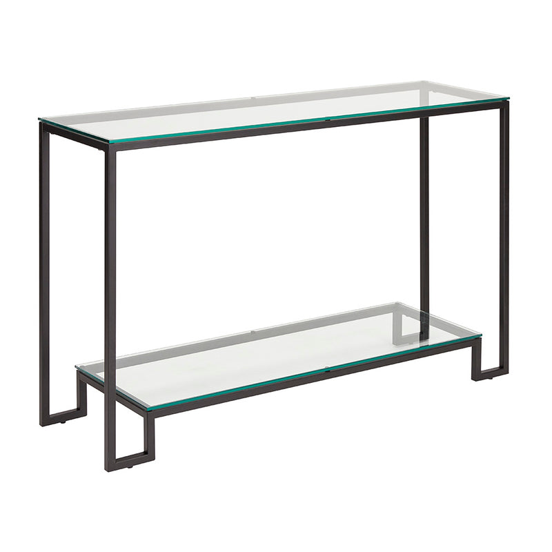 1. "Krista Black Console Table with sleek design and ample storage"