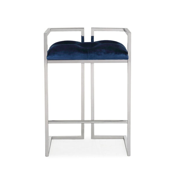 "Blue Velvet Coralie Counter Stool with Comfortable Cushioning and Elegant Design"