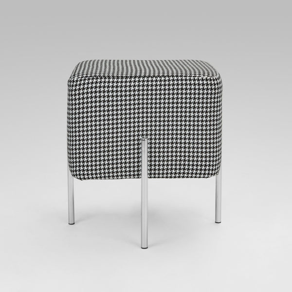 2. "Hound Tooth White & Black Fabric Kube S Ottoman - Comfortable and Chic Home Decor"