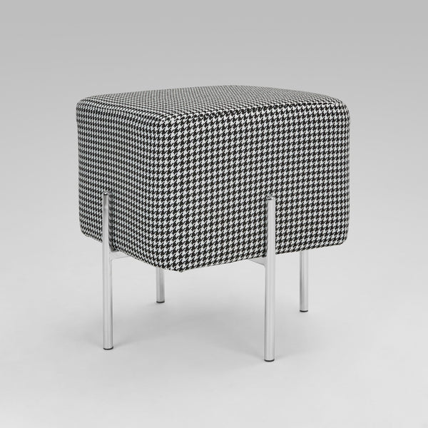 1. "Kube S Ottoman: Hound Tooth White & Black Fabric - Stylish and Versatile Footrest"