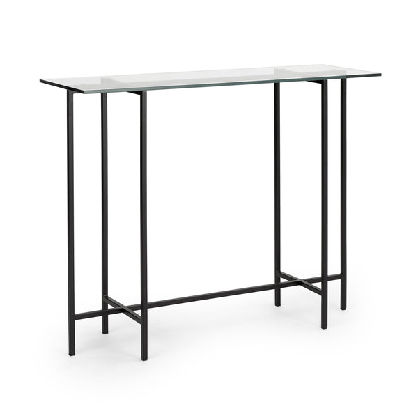 1. "Ida Glass Top Console Table: Black Frame - Sleek and modern design with tempered glass top"