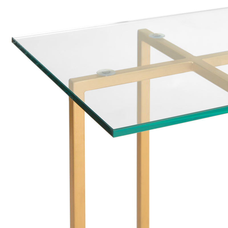 4. "Ida Glass Top Console Table: Gold Frame - Perfect addition to any modern living space"