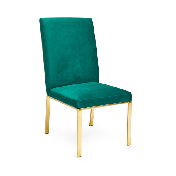 1. "Riley Dining Chair: Emerald green, elegant and comfortable seating option"