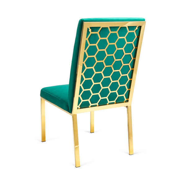 2. "Emerald green Riley Dining Chair: Stylish addition to any dining space"
