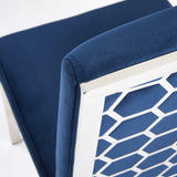 4. "Riley Dining Chair: Ink Blue Velvet Upholstery for a Luxurious Look"