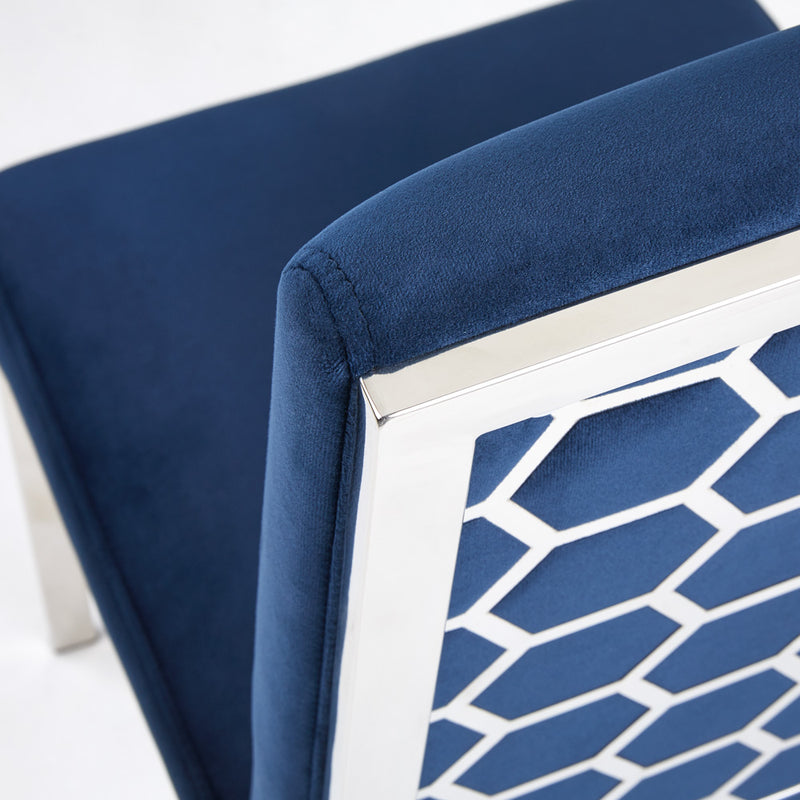 4. "Riley Dining Chair: Ink Blue Velvet Upholstery for a Luxurious Look"