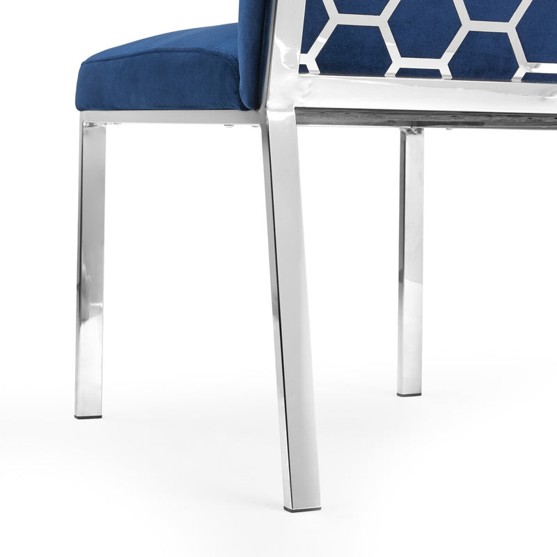 5. "Ink Blue Velvet Riley Dining Chair - Ideal for Contemporary Dining Spaces"