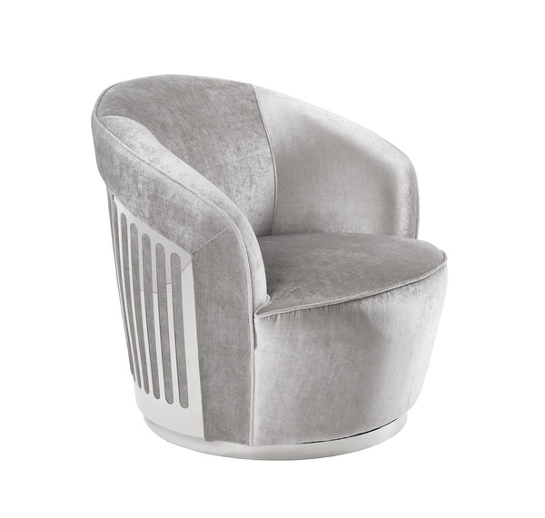 1. "Lucien Accent Chair: Grey Velvet - Elegant and comfortable seating option"