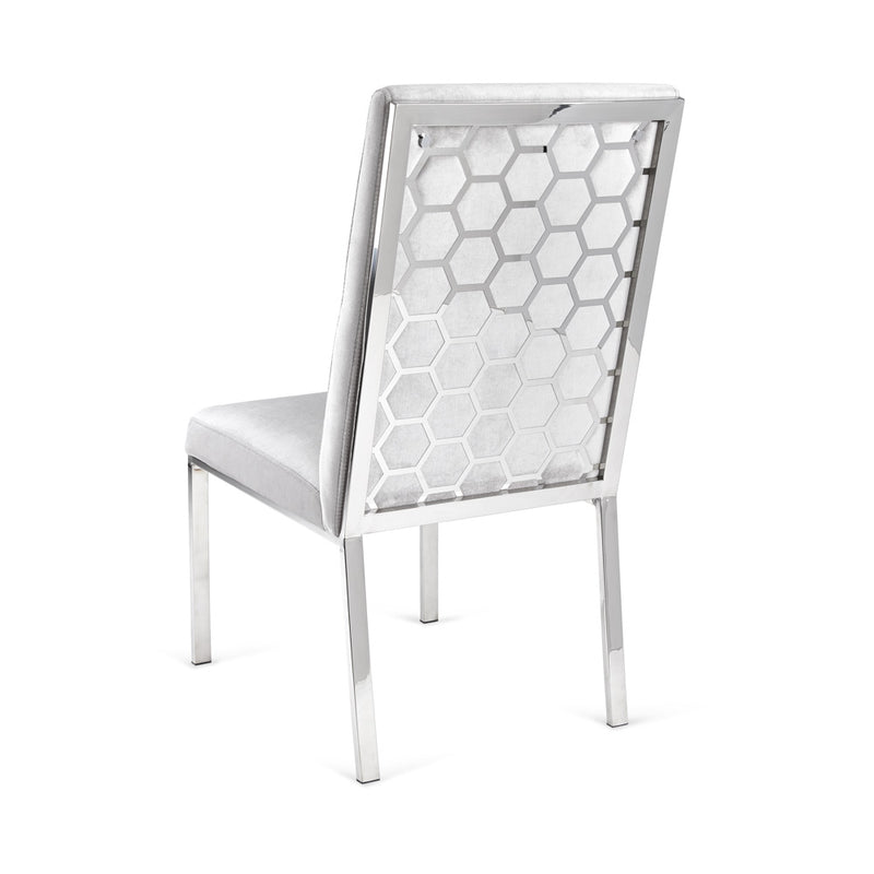 2. "Grey Velvet Riley Dining Chair - Stylish and versatile addition to any dining space"