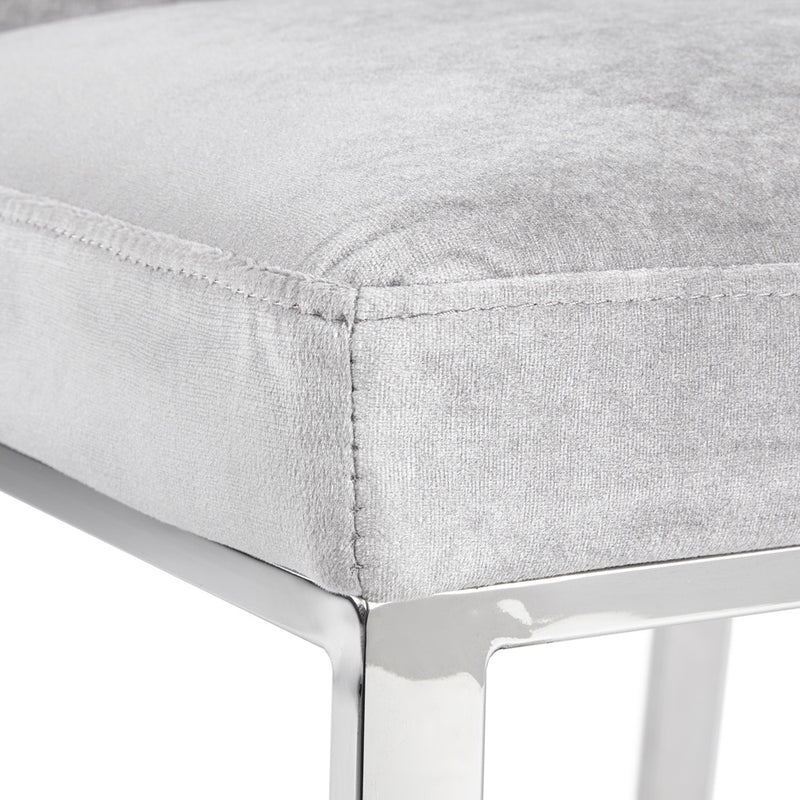 3. "Medium-sized Grey Velvet Riley Dining Chair - Perfect blend of style and comfort"