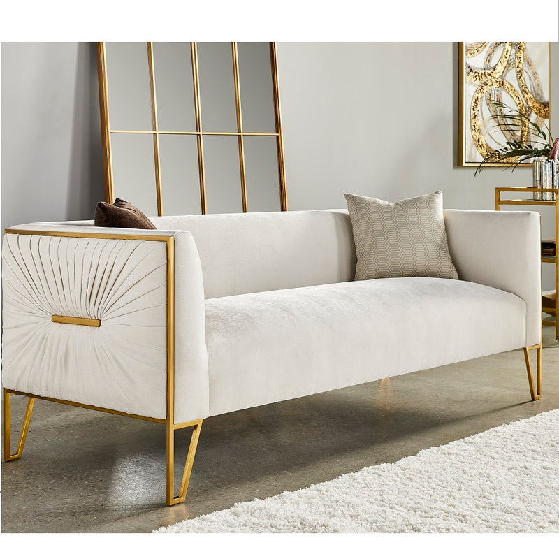 2. Vanilla Fabric Truro Gold Sofa - Stylish and Comfortable Living Room Furniture