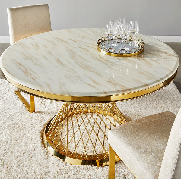 2. "Medium-sized Bailey Gold Dining Table with a luxurious gold finish"