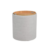 2. Stylish Lambert Round Tray Ottoman (Set of 2): Light grey linen for modern interiors