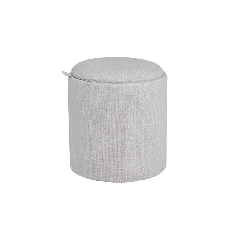 3. Functional Lambert Round Tray Ottoman (Set of 2): Light grey linen with removable trays