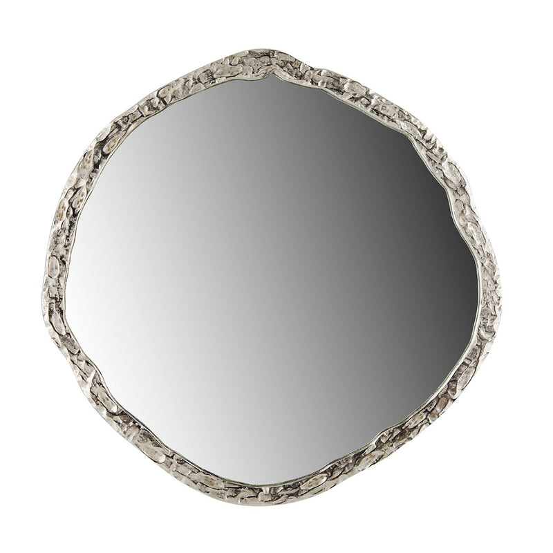 1. "Organic Wall Mirror: Silver - Reflective silver frame with natural wood accents"