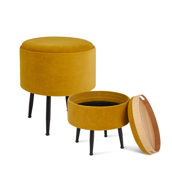 1. "Herman Round Tray Ottoman (Set of 2): Ochre Yellow - Stylish and Functional"