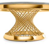 3. "Modern Bailey Gold Coffee Table with ample storage space and geometric base"