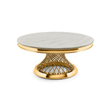 1. "Bailey Gold Coffee Table with sleek design and tempered glass top"