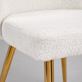 3. "Fortina Dining Chair: White Fur Fabric - Plush and Comfortable"